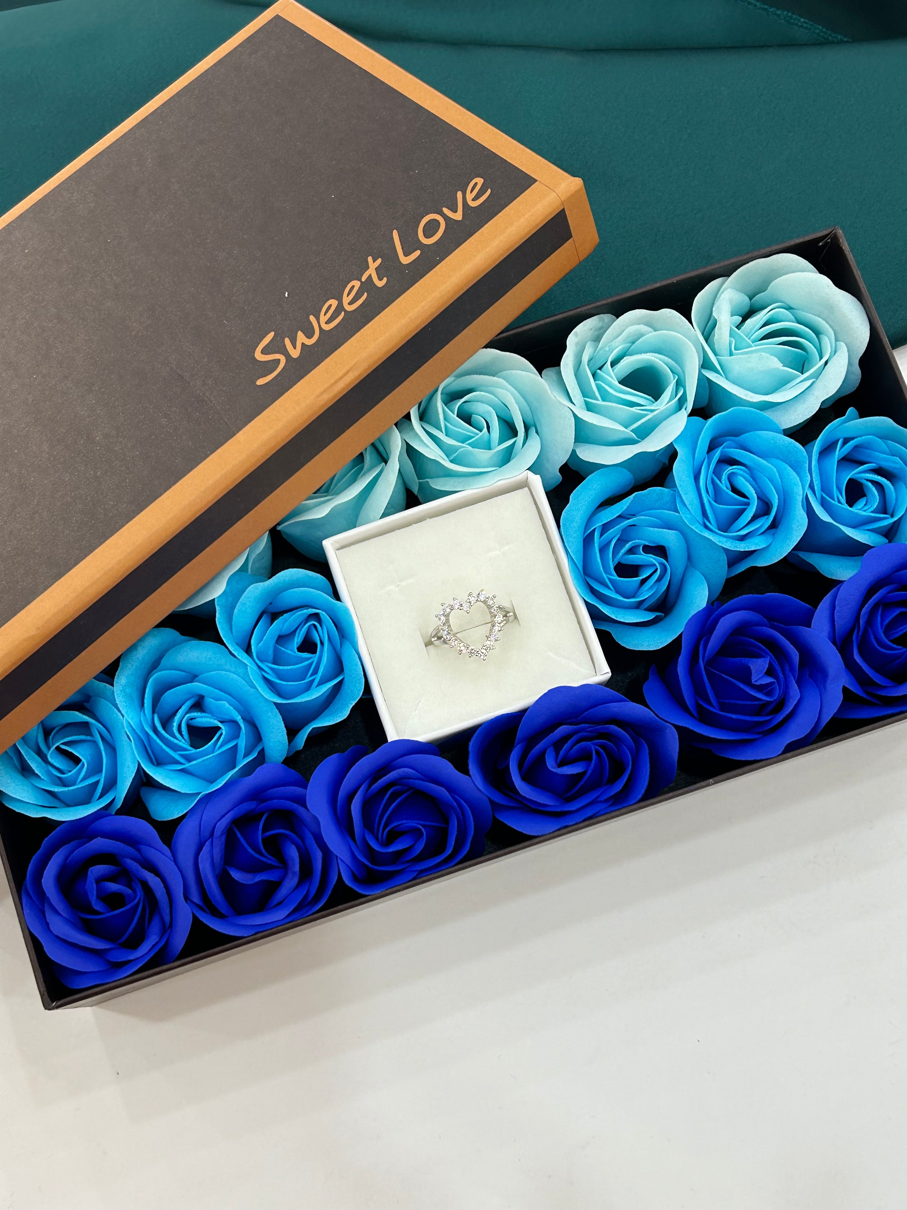 Box Tappeto di Rose Blu Degradè